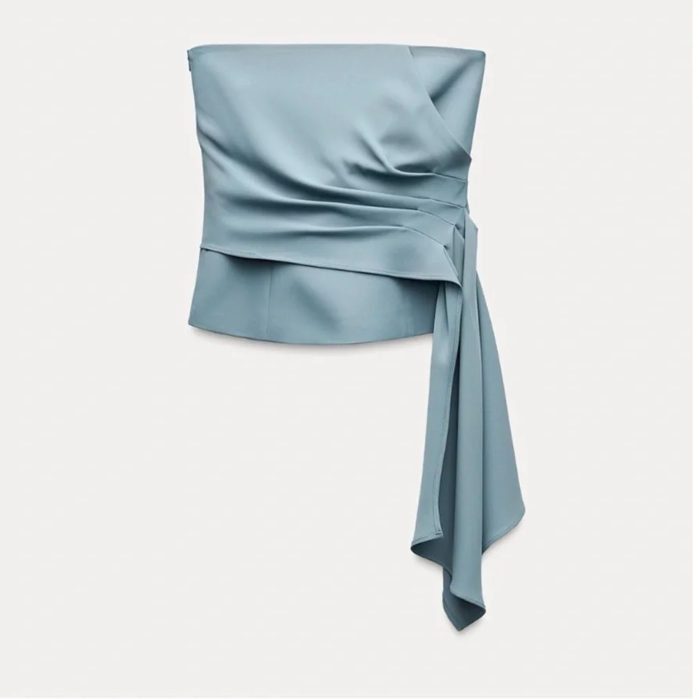 Zara Blue Strapless Crop Top - Picture 5 of 16